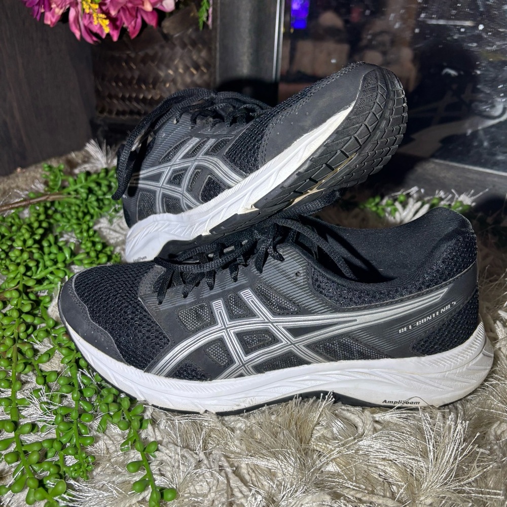 -Asics Womens Gel Contend 5 Sneakers Size 9 - Black/White/Silver